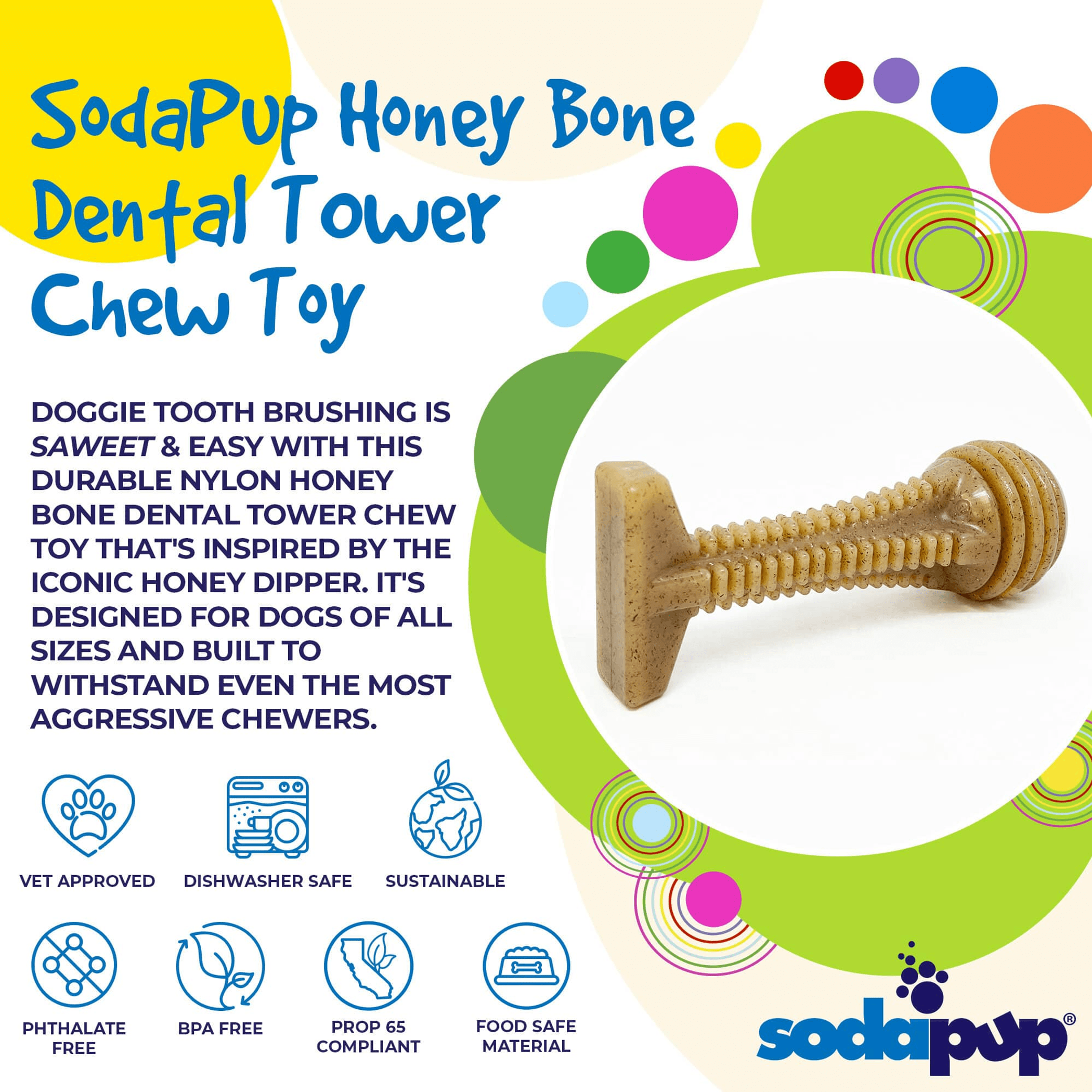 Honey Bone Dental Tower - Ultra Durable Chew Toy for Aggressive Chewers-3
